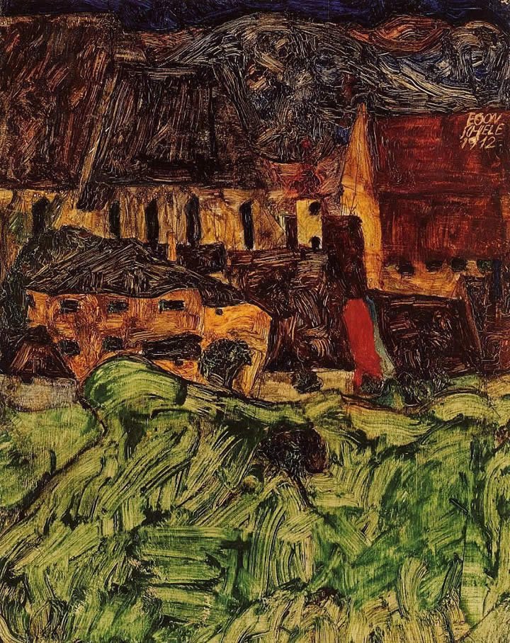 Egon Schiele Meadow Church and Houses